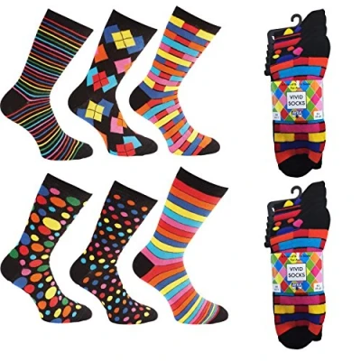 Image of Ayra® 12 Pairs of Mens VIVID Odd Stripes and Spots Socks