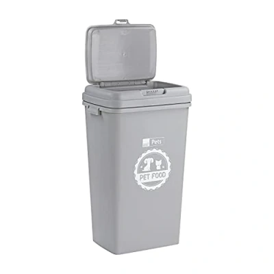 Image of Taylor &amp; Brown 53L/25KG Grey Airtight Pet Food Storage Container Flip Top Locking System Plastic Birds Dog Cat Animal Dry Dispenser Bin