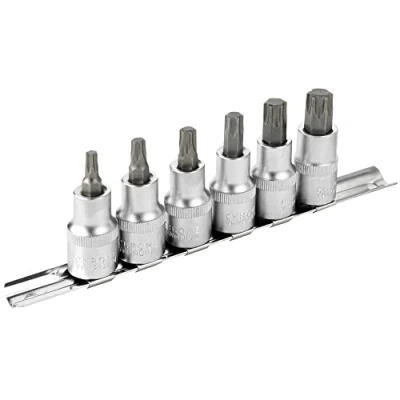 Image of DAKCOS Torx Bit Socket Set, 1/2&quot; Drive, 6 Pieces Star T30 T60, S2 Alloy Steel and CR V Drive