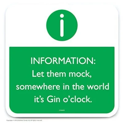 Image of Brainbox Candy Funny &#039;Gin O&#039;Clock Coaster&#039; Small Gift Ideas For Him Her Friends Birthday Housewarming Present New Home Gifts Women Men