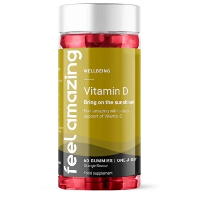 Image of Feel Amazing Vitamin D Gummies, Vegetarian Friendly, High Strength 25mcg, Supports Immune System, Bone &amp; Muscle Health, 60 Count (2 Month Supply) (1)