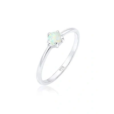 Image of Elli Ring Ladies Band Basic Geo with Synthetic Opal in 925 Sterling Silver