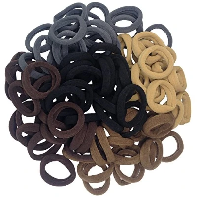 Image of J MEE Hair Bands ties for Thick 100PCS Seamless Cotton Simply Ponytail Holders Headband Scrunchies Accessories No Crease Damage (Neutral Colors)