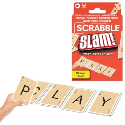 Image of Winning Moves Scrabble Slam The Original 2000&#039;s Mega Hit Card Game Games USA, Fast Paced Version of Scrabble, for 2 to 4 Players, Ages 8+