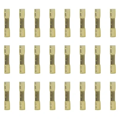 Image of Ruidee 50 Pcs Heat Shrink Butt Connectors Terminals，Insulated Waterproof Wire Connector ，Marine Automotive Electrical Crimp Splice Terminal 12 10 AWG Yellow/URTY