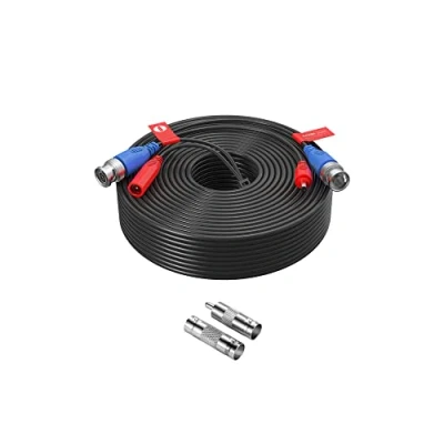Image of ZOSI 100ft(30M) CCTV Video Power Cables 4K 8MP 5MP 3MP 2MP 1080P 720P All in One,BNC Extension Security Wire Cord for Surveillance Camera DVR System with BNC RCA Connector, Black