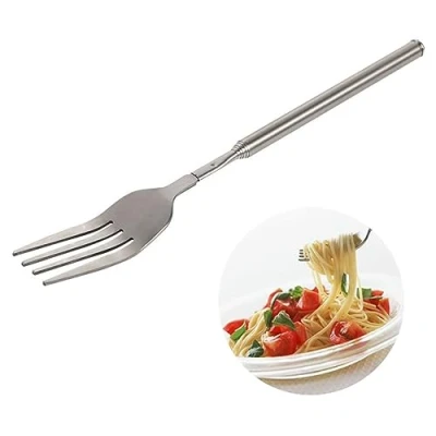 Image of an 1 Piece Stainless Steel Telescopic Extendable Fork for Dinner Fruit Dessert Barbecue Toasting Long Handle Table Ware Utensil