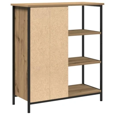 Image of vidaXL Sideboard Engineered Wood Storage Cabinet with Sliding Doors in Artisan Oak Finish, Metal Frame, 70x30x80 cm, Industrial Style Side Board for Dining/Living Room