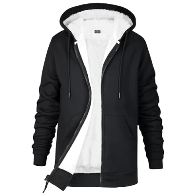Image of CityComfort Womens Hoodie with Fleece Lining Zip Women Teenagers S XL Warm Cosy Outerwear Full Loungewear Gifts for Her (Black, L)