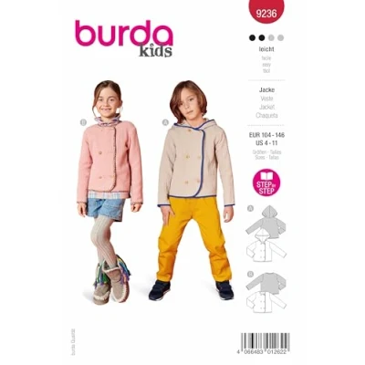 Image of Burda Sewing Pattern 9236 Jacket [Kids 4 8 Years] Level 2 Easy