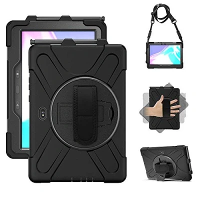 Image of Samsung Galaxy Tab Active PRO 10.1 Case, Active4 Heavy Duty Rugged Shockproof Drop Protection Case with 360 Stand, Hand Strap &amp; Shoulder for SM T540/T547/T630/T638 (Black)