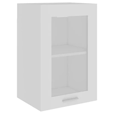 Image of vidaXL Hanging Kitchen Cabinet with Glass Door White Engineered Wood, Space Saving, Two Shelves, Easy to Clean, 40x31x60 cm, Scandinavian Style