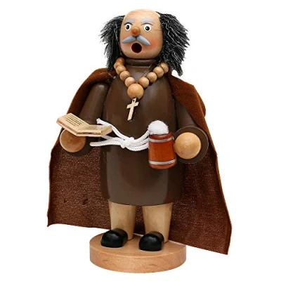 Image of Dekohelden24 Wooden Incense Smoker Monk 521387 19 cm