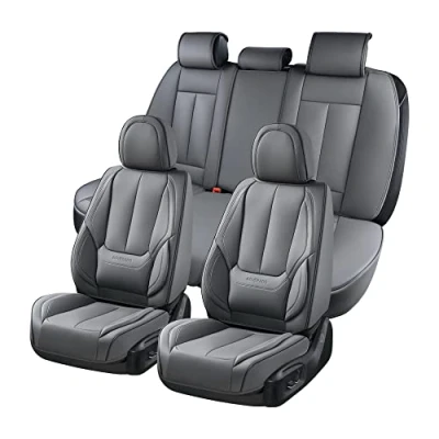 Image of Car Seat Covers Full Set Universal For 5 Seats, Fit Most Cars, SUV, Sedans and Pick up Trucks, Waterproof Automotive Protector, Luxury Leather Cushion, Airbag Compatible