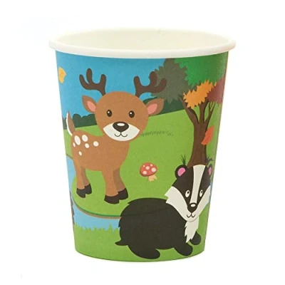 Image of Baker Ross FX159 Woodland Animals Party Cups Pack of 10, Disposable Paper Cups, Kids Table Decoration, Birthday Supplies,