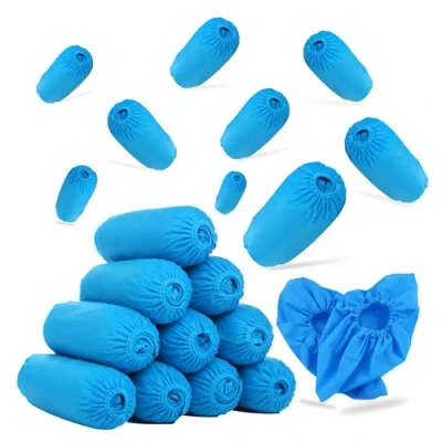 Image of G4GADGET 200 Pack Disposable Shoe Covers Blue, Waterproof, Anti Slip, Tear Resistant Overshoes for Indoor &amp; Outdoor Use Ideal Floor, Carpet, Boot, Medical, Cleaning Home Protection