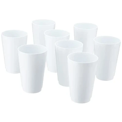 Image of idea station Plastic Cups Reusable 8 x 450 ml White tumblers Party