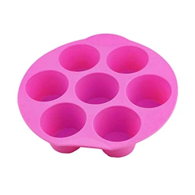 Image of Selecto Bake 7 Cup Silicone Bun/Muffin Tray Non Stick Tin Baking Pudding Mold (Pink)
