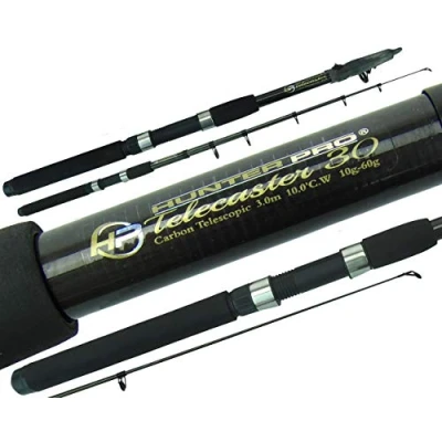 Image of Telescopic 10ft Fishing Rod Carbon Travel Stalking Pike spinning HUNTER PRO