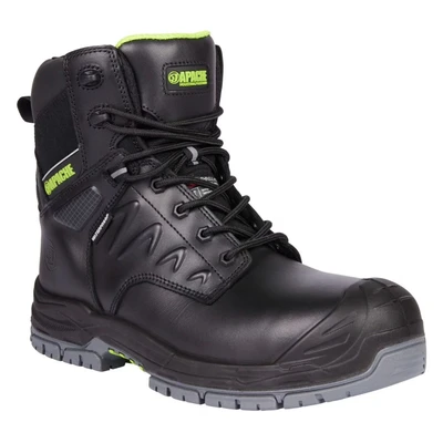 Image of Apache Chilliwack Waterproof Safety Boot Black Size 13 UK Toe Cap Anti Scuff Guard Zip Side Entry GTS Grip Sole Approved