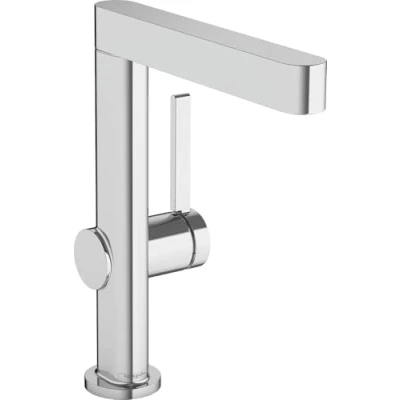 Image of hansgrohe Finoris Basin Mixer Tap 230 with swivel spout and push open waste set, chrome, 76060000