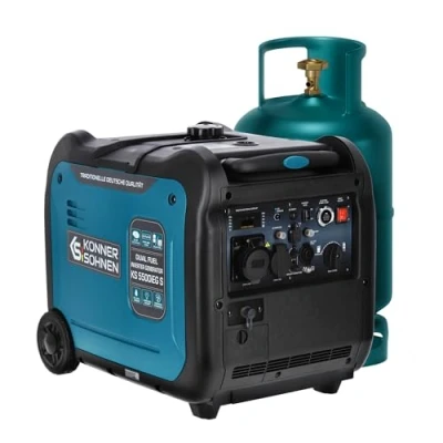 Image of Könner &amp; Söhnen KS 5500iEG S portable LPG/petrol inverter generator) Max.power 5500 W, UK Plug Sockets 1x13 A,1x32 A (230 V),2 USB ports,silent generator, dual fuel generator