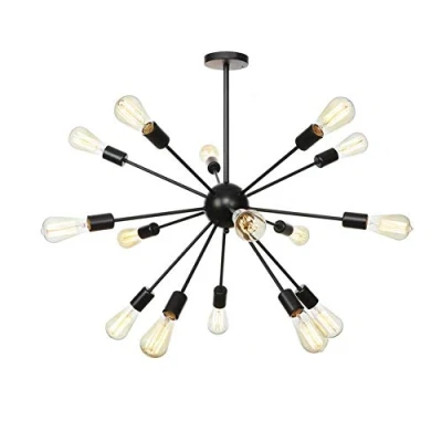 Image of HWSY Lrsfgap Sputnik Chandelier Modern E27 9 Lights Pendant Lighting Simple Flush Mount Ceiling Light Fixture for Kitchen Hallway Dining Room Living Room,Black,15 Interesting