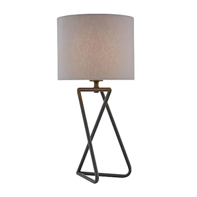 Image of LITECRAFT CRIS Table Lamp E27 Base with Grey Fabric Shade Pewter