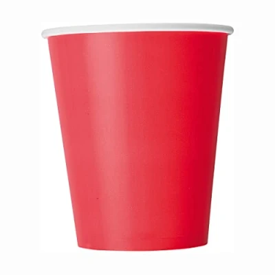 Image of Unique 82187 Paper Cups 266 ml Red Colour 8 Count (Pack of 1), Pack