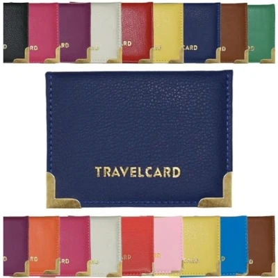 Image of AlezyB 1x Dark Blue Bus Pass Holder Travel Card, Credit Card and ID for Men Women Soft Leather, Cases &amp; Money Organisers