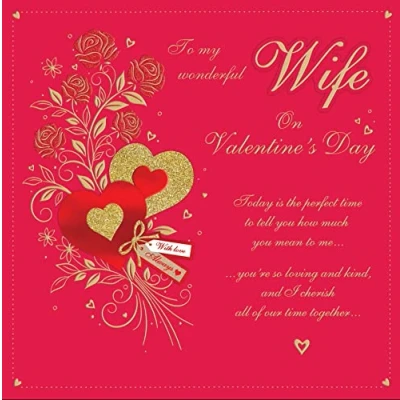 Image of Piccadilly Greetings Valentines Day Single Boxed Card Wife 31cm sq Regal Publishing C88276