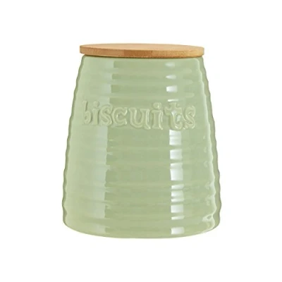 Image of Premier Housewares Biscuit Ceramic Kitchen Storage Jars green Cookie for Biscuits Canisters The Tea Coffee Sugar and