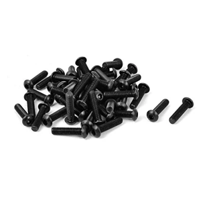 Image of sourcingmap M6x25mm 10.9 Alloy Steel Button Head Hex Socket Cap Screw Bolt Black 50pcs