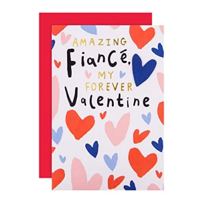 Image of Hallmark Valentine Card for Fiance Contemporary Love Hearts Design Red &amp; Gold 25574178