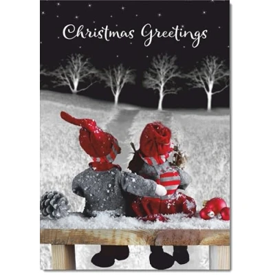 Image of doodlecards Christmas Greetings Card Couple at Night Medium Size with Plain Envelope
