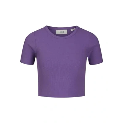Image of JJXX Women&#039;s Jxflorie Str SS Rib Tee JRS Noos T Shirt, Royal Lilac, Large