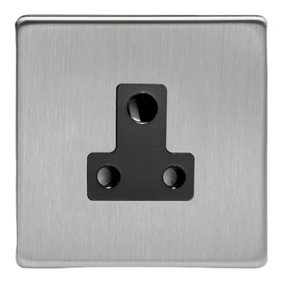 Image of Varilight 1 Gang 5A Round Pin Plug Socket Brushed Steel XDSRP5ABS