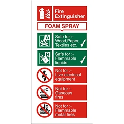 Image of Seco Foam Spray Fire Extinguisher Sign, 100mm x 200mm 1mm Semi Rigid Plastic, White