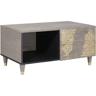 Image of vidaXL Coffee Table Grey 80 x 50 40 cm Solid mango wood