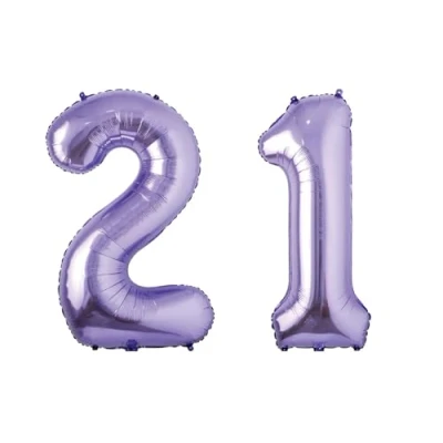 Image of Purple Number 21 Foil Balloon, 101cm