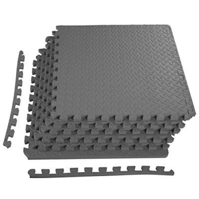 Image of BalanceFrom Puzzle Exercise Mat with EVA Foam Interlocking Tiles, 3/4&quot; Thick, 24 Square Feet, Gray