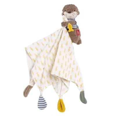 Image of Fehn Muslin Cuddle Blanket Otter Sleep Aid &amp; Stuffed Toy with Cotton Cloth Cute Figure for Babies and Toddlers from 0+ Months