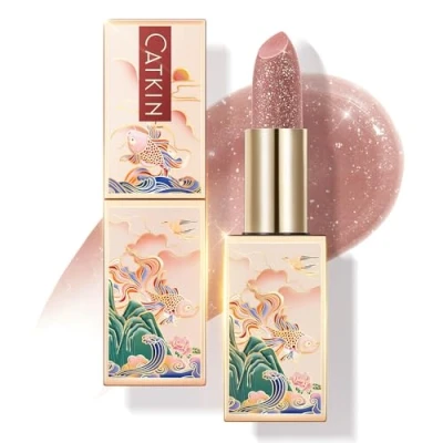 Image of CATKIN Moonlight Lip Balms for Skin Care Cracked &amp; Dry Lips, Color Tinted Glitter Balm with Vitamin E 6h Moisture (C13 Champagne)