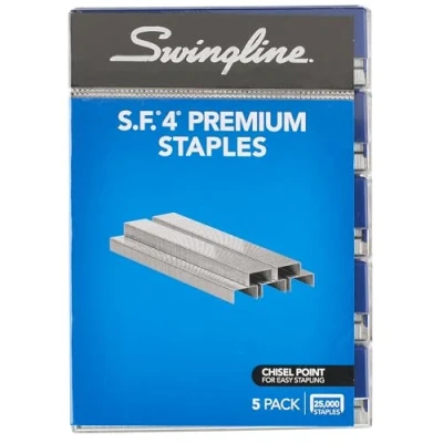 Image of Swingline Staples, S.F. 4, Premium, 1/4&quot; Length, 210/Strip, 5000/Box, 5 Pack (35481)