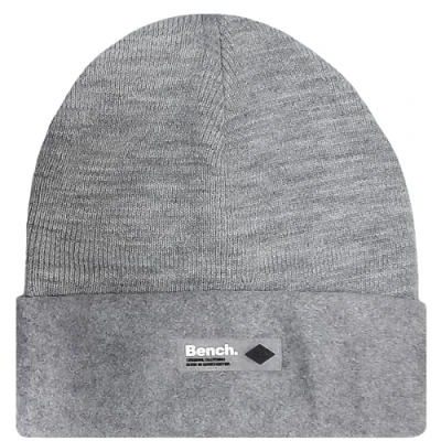 Image of Bench Mens Bunson Warm Winter Turned Up Knitted Beanie Hat Grey Marl