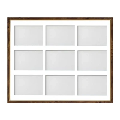 Image of Frame Company Drayton Multi Aperture Photo Frame, Walnut, 20x16 for 6x4 inch (x9)