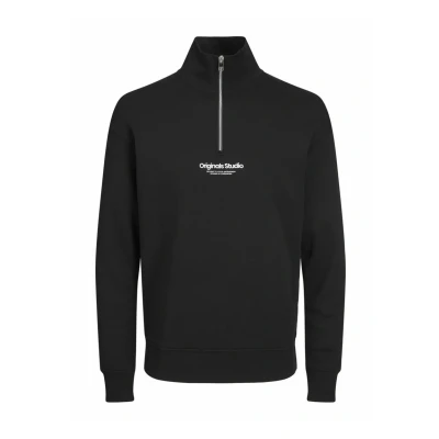 Image of JACK&amp;JONES JUNIOR Boy&#039;s JORVESTERBRO Sweat Quarter Zip NOOS JNR Sweatshirt, Black/Fit:Loose, 164