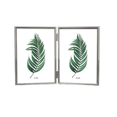 Image of Inov8 Framing Tarnish Resistant Silver Plated Picture Frame Thin Edge Double Design for Two Photos 7x5 Inch (18x12cm)