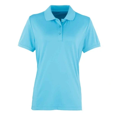 Image of Premier Womens/Ladies Coolchecker Pique Polo Shirt (Turquoise) Size 10 UK