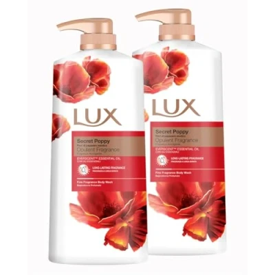 Image of LUX Secret Poppy Body Wash with Bergamot Oil Gentle &amp; Soothing Shower Gel, Nourishing Cleanser, Aromatic Fragrance Bath Soap, Pack of 2, 1 L